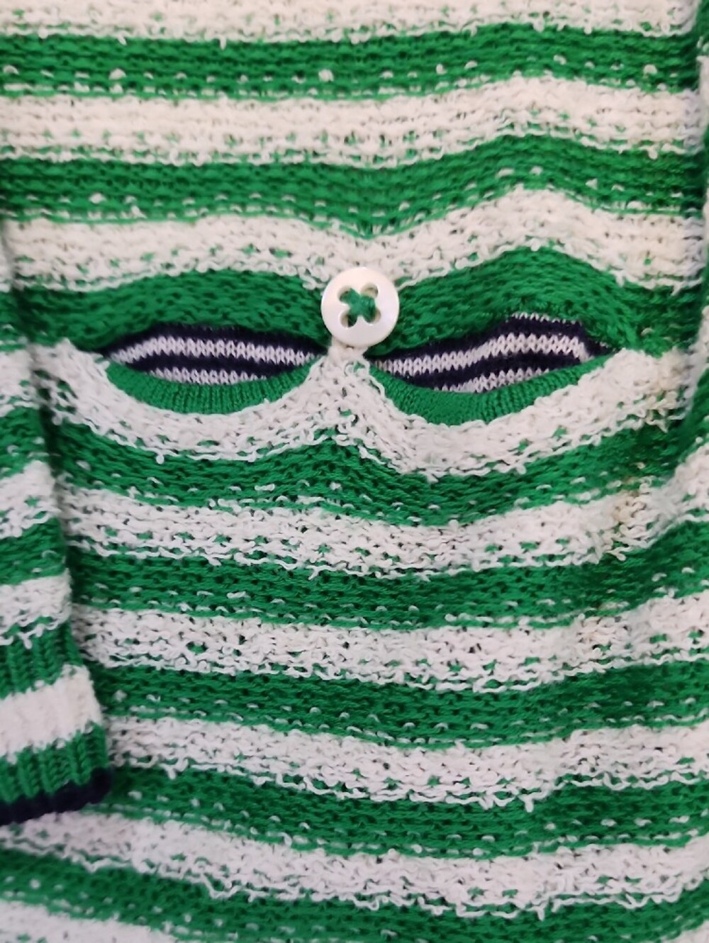 Anthropologie Green and White Striped Crewneck Sweater - Picture 3 of 5